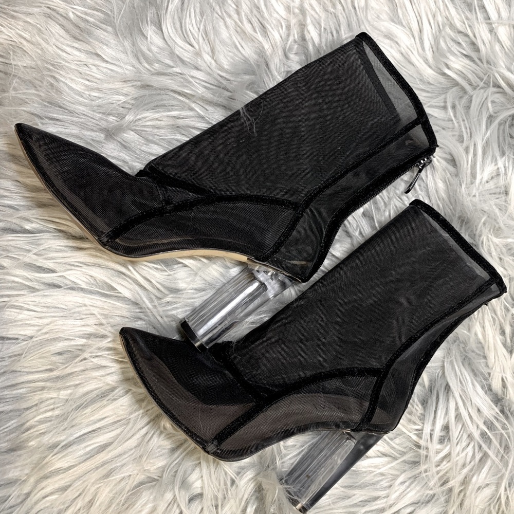 Simmi Pointed Toe Mesh Black Booties
